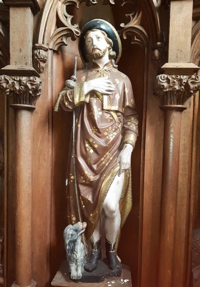 Statue de saint Rock dans l'église de Mirwart